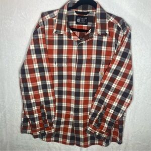 Carhartt Men's Loose Fit Heavyweight Flannel Long-Sleeve Plaid Shirt Large